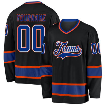 Custom Black Royal-Orange Hockey Jersey - Sky-Custom