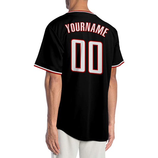 Custom Black White-Red Authentic Baseball Jersey - Sky-Custom