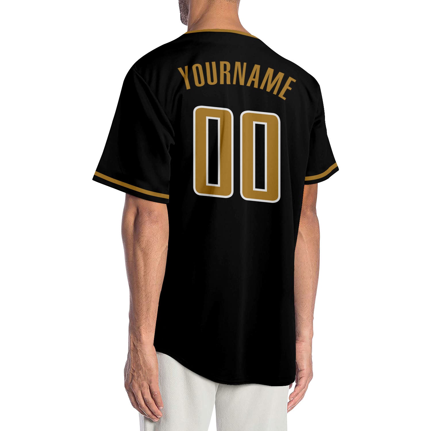 Custom Black Old Gold-White Authentic Baseball Jersey - Sky-Custom