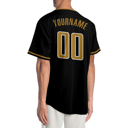 Custom Black Old Gold-White Authentic Baseball Jersey - Sky-Custom