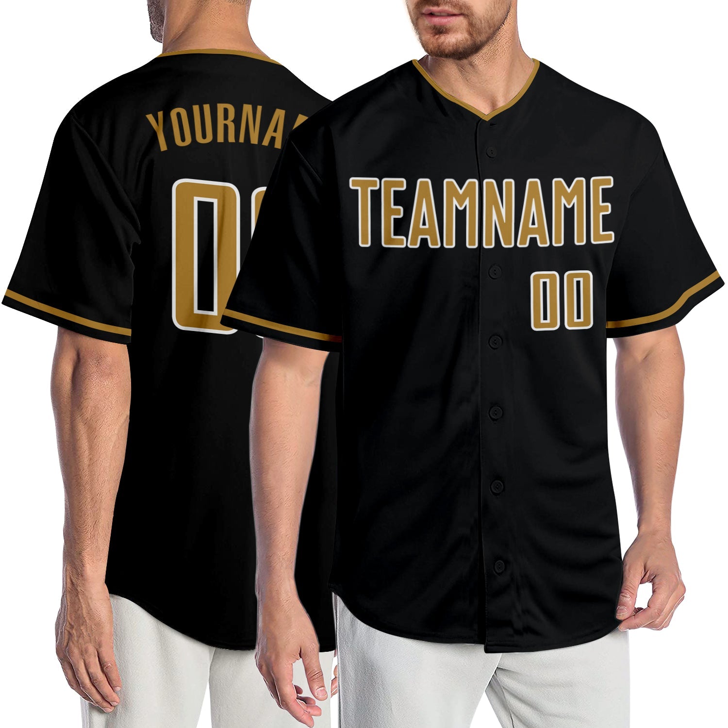 Custom Black Old Gold-White Authentic Baseball Jersey - Sky-Custom