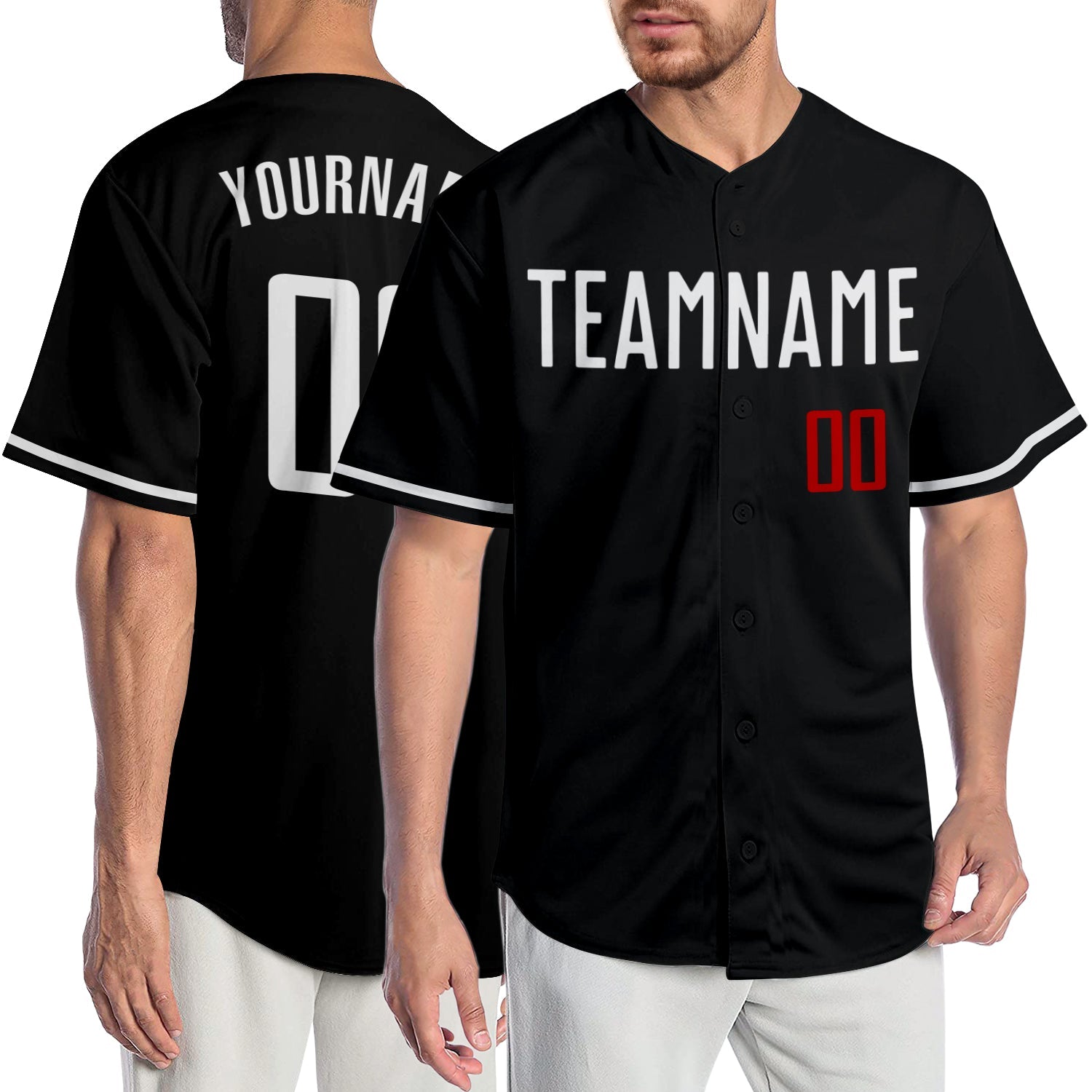 Custom Black White-Red Authentic Baseball Jersey - Sky-Custom