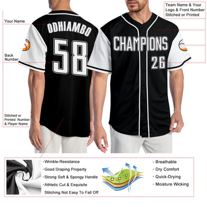 Custom Black White-Gray Authentic Two Tone Baseball Jersey - Sky-Custom