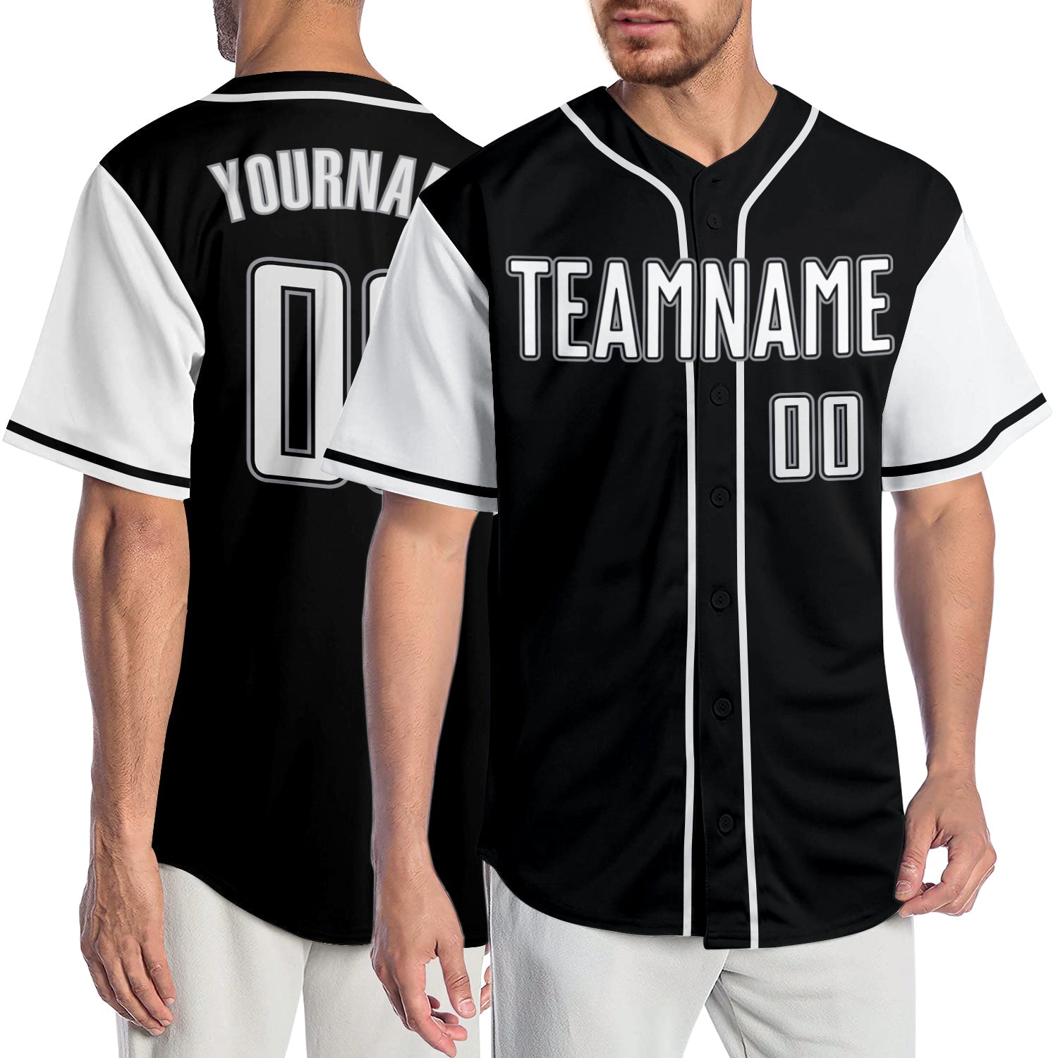 Custom Black White-Gray Authentic Two Tone Baseball Jersey - Sky-Custom
