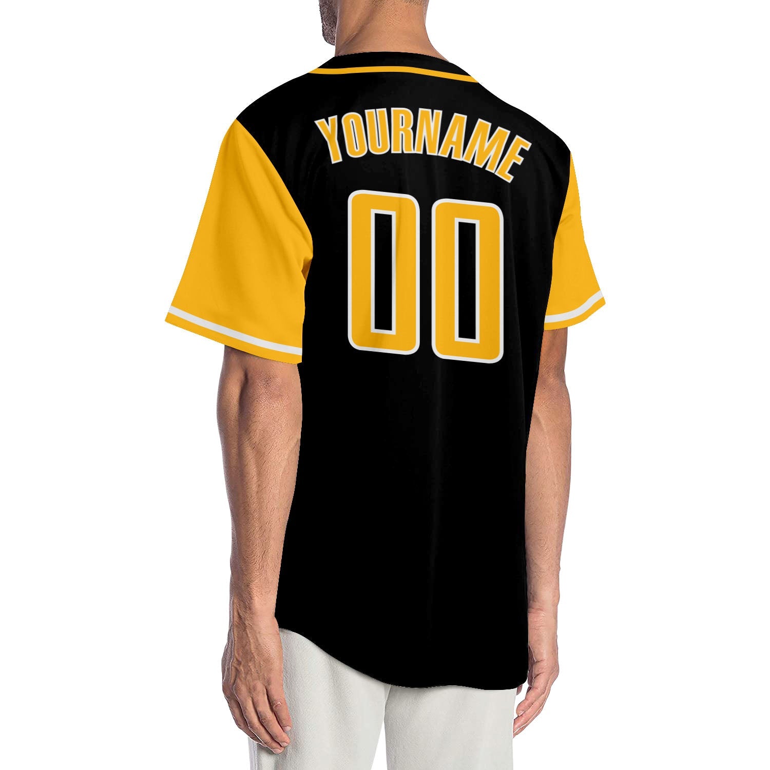 Custom Black Gold-White Authentic Two Tone Baseball Jersey - Sky-Custom