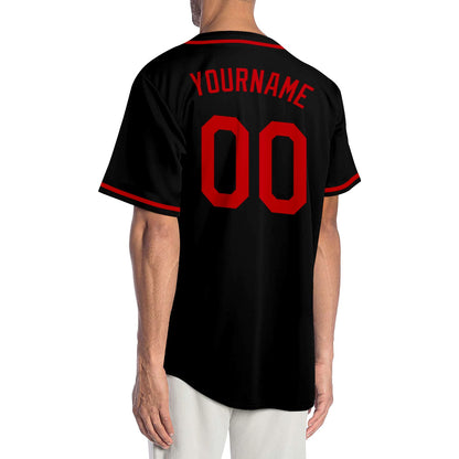 Custom Black Red Authentic Baseball Jersey - Sky-Custom