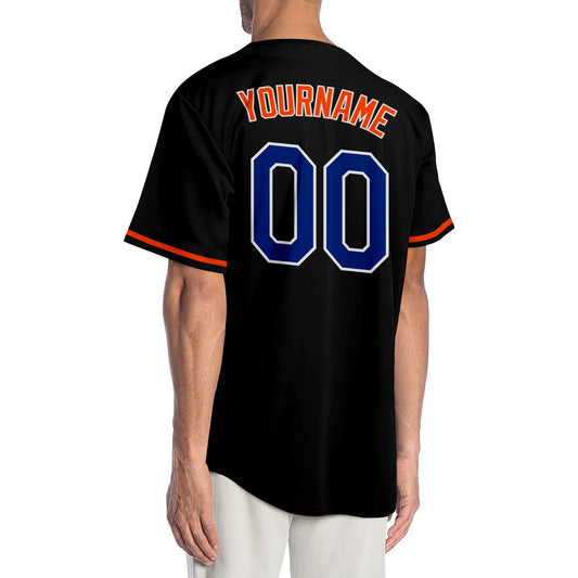 Custom Black Royal-Orange Authentic Baseball Jersey - Sky-Custom