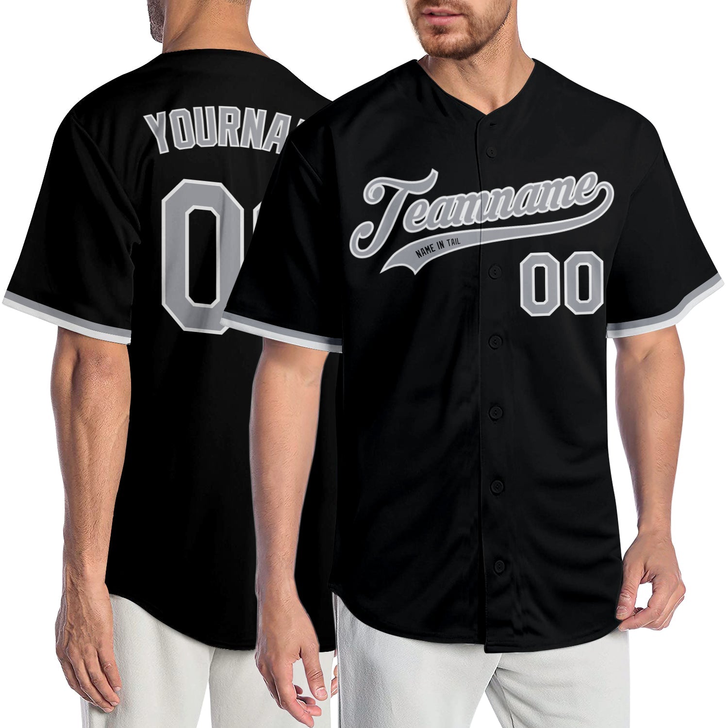 Custom Black Gray-White Authentic Baseball Jersey - Sky-Custom