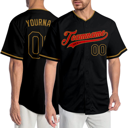 Custom Black Black-Red Authentic Baseball Jersey - Sky-Custom