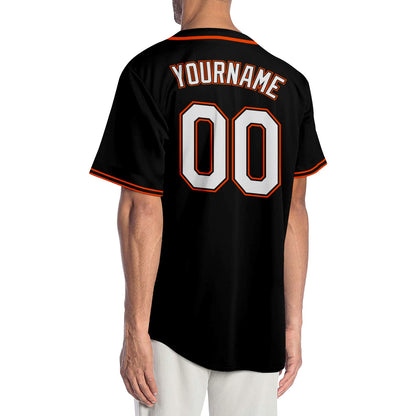 Custom Black White-Orange Authentic Baseball Jersey - Sky-Custom