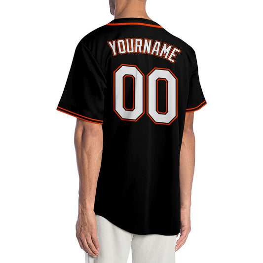 Custom Black White-Orange Authentic Baseball Jersey - Sky-Custom