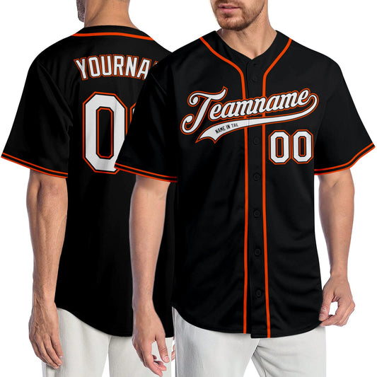 Custom Black White-Orange Authentic Baseball Jersey - Sky-Custom