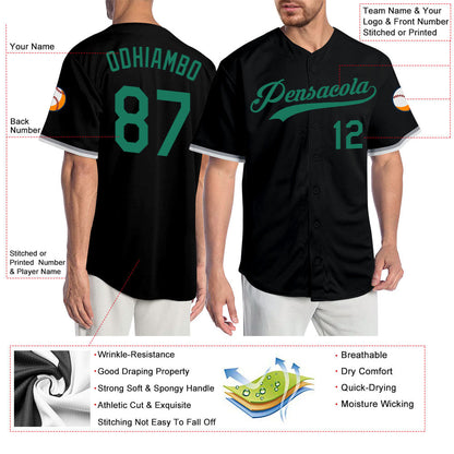 Custom Black Kelly Green Authentic Baseball Jersey - Sky-Custom