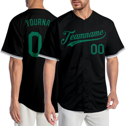 Custom Black Kelly Green Authentic Baseball Jersey - Sky-Custom
