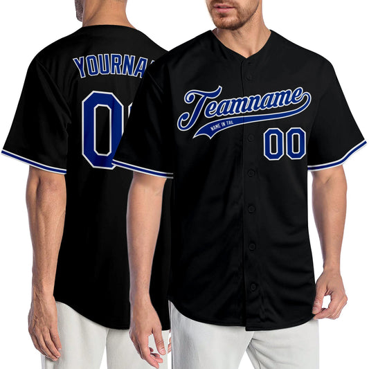 Custom Black Royal-White Authentic Baseball Jersey - Sky-Custom