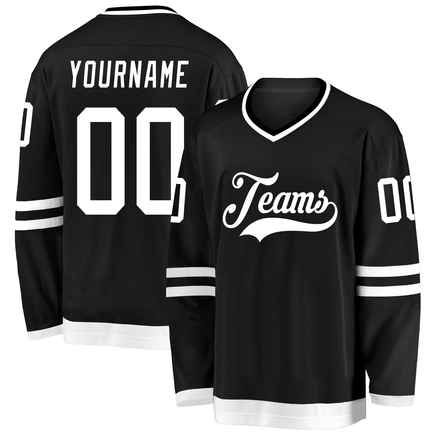 Custom Black White Hockey Jersey - Sky-Custom