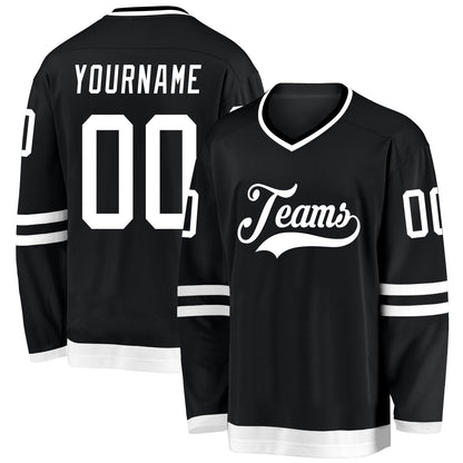 Custom Black White Hockey Jersey - Sky-Custom