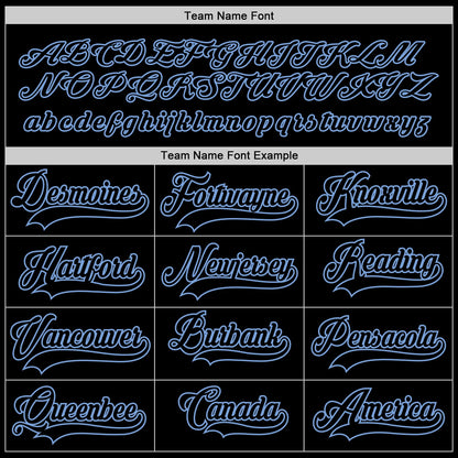 Custom Black Black-Light Blue Hockey Jersey - Sky-Custom