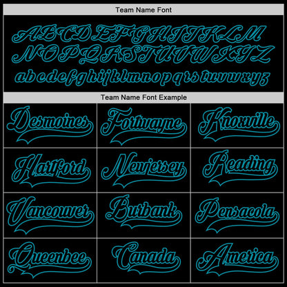 Custom Black Black-Teal Hockey Jersey - Sky-Custom