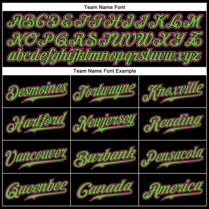 Custom Black Pink-Neon Green Authentic Baseball Jersey - Sky-Custom