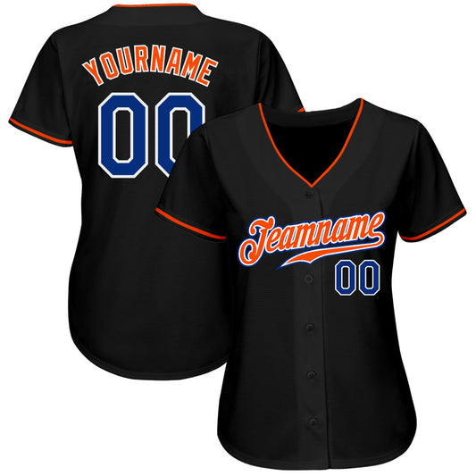 Custom Black Royal-Orange Authentic Baseball Jersey - Sky-Custom