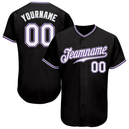 Custom Black White-Purple Authentic Baseball Jersey - Sky-Custom