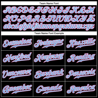 Custom Black Pink-Light Blue Authentic Baseball Jersey - Sky-Custom