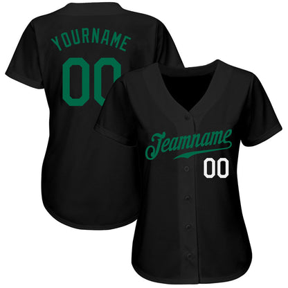 Custom Black Kelly Green-White Authentic Baseball Jersey - Sky-Custom