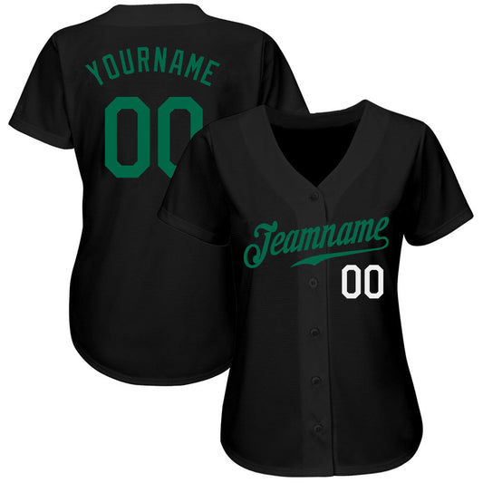 Custom Black Kelly Green-White Authentic Baseball Jersey - Sky-Custom