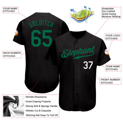 Custom Black Kelly Green-White Authentic Baseball Jersey - Sky-Custom