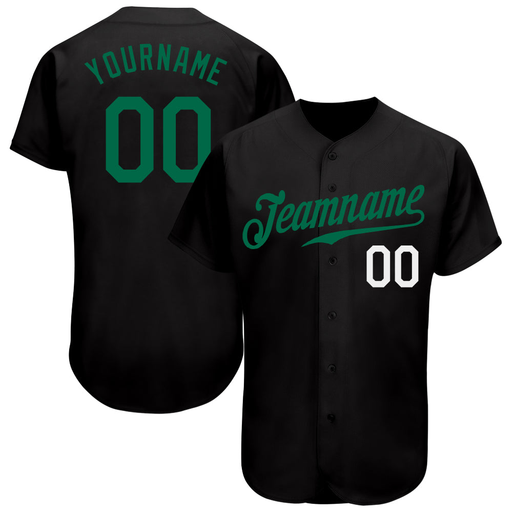 Custom Black Kelly Green-White Authentic Baseball Jersey - Sky-Custom