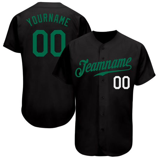 Custom Black Kelly Green-White Authentic Baseball Jersey - Sky-Custom