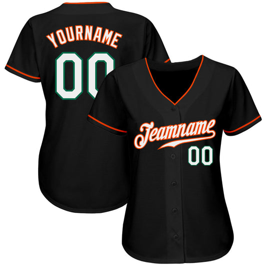 Custom Black White-Orange Authentic Baseball Jersey - Sky-Custom