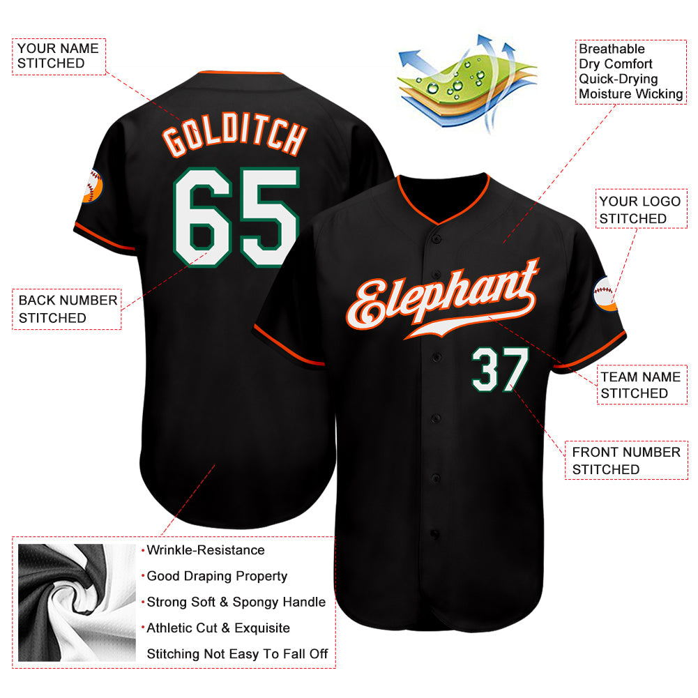 Custom Black White-Orange Authentic Baseball Jersey - Sky-Custom