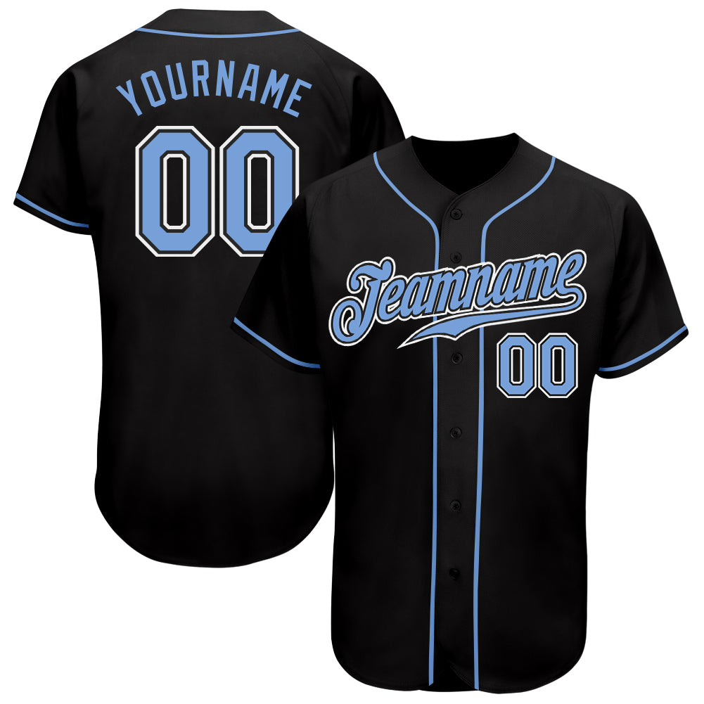 Custom Black Light Blue-White Authentic Baseball Jersey - Sky-Custom