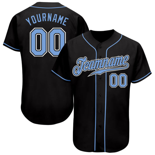 Custom Black Light Blue-White Authentic Baseball Jersey - Sky-Custom