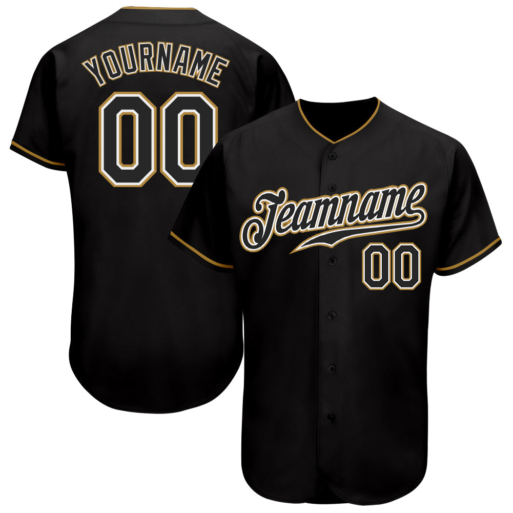 Custom Black Black-Old Gold Authentic Baseball Jersey - Sky-Custom