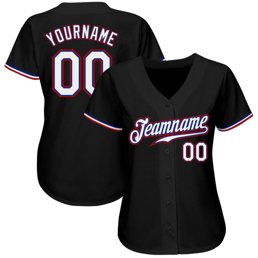 Custom Black White-Red Authentic Baseball Jersey - Sky-Custom