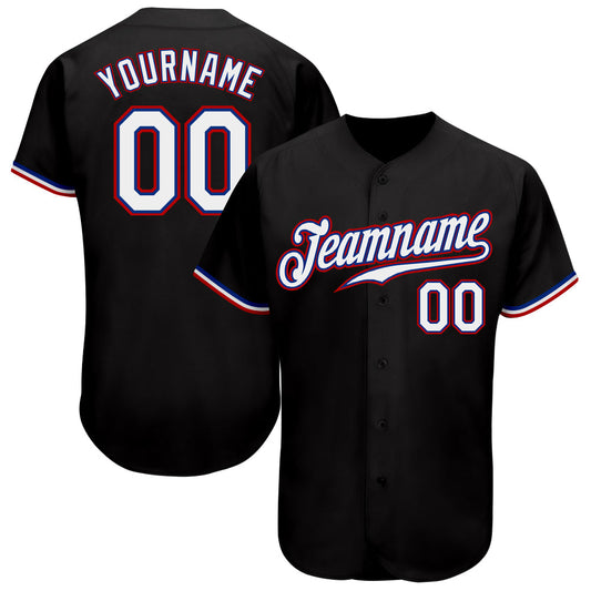 Custom Black White-Red Authentic Baseball Jersey - Sky-Custom