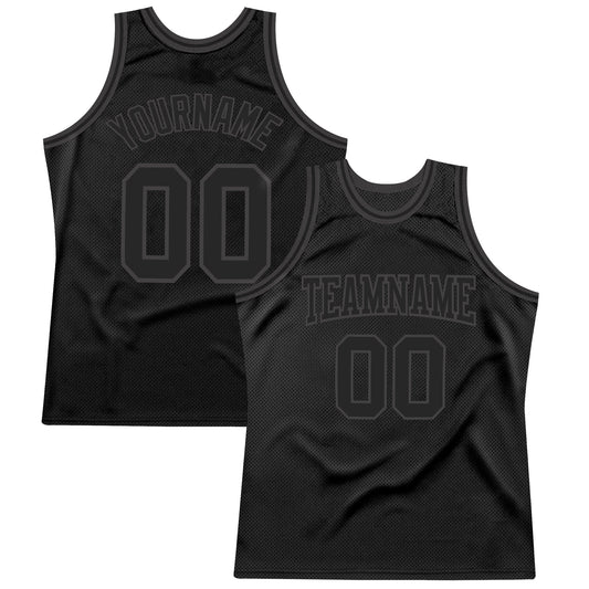 Custom Black Black-Steel Gray Authentic Throwback Basketball Jersey - Sky-Custom