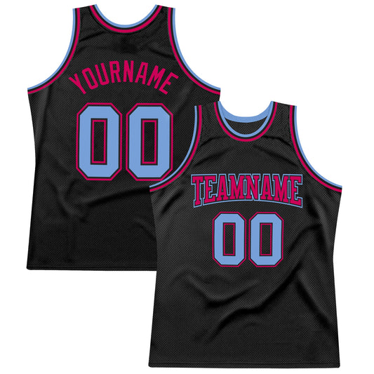 Custom Black Light Blue-Pink Authentic Throwback Basketball Jersey - Sky-Custom