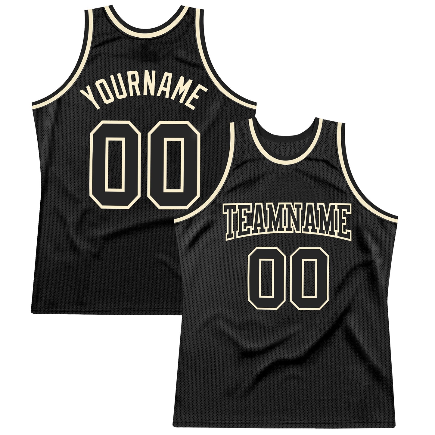 Custom Black Black-Cream Authentic Throwback Basketball Jersey - Sky-Custom