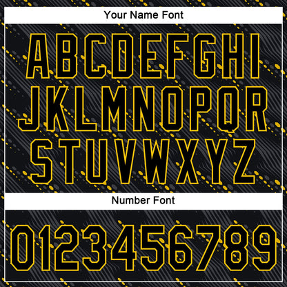 Custom Black Black-Gold 3D Pattern Design Authentic Baseball Jersey - Sky-Custom
