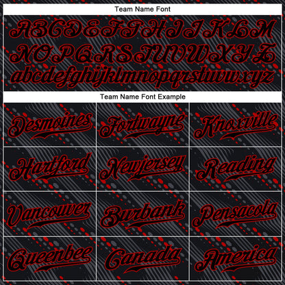 Custom Black Black-Red 3D Pattern Design Authentic Baseball Jersey - Sky-Custom
