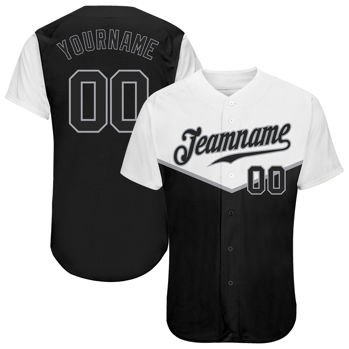 Custom Black Black-Gray 3D Pattern Design Multicolor Authentic Baseball Jersey - Sky-Custom