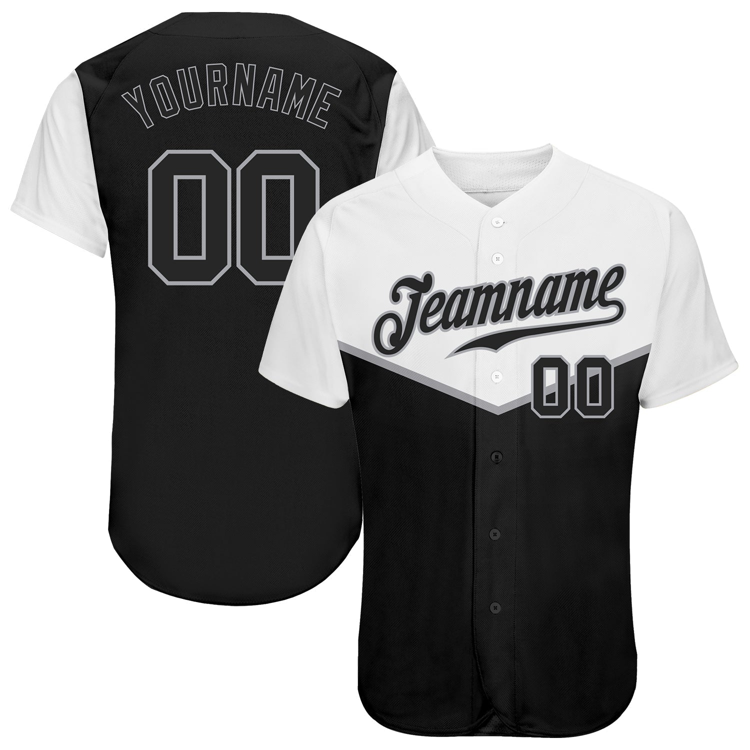 Custom Black Black-Gray 3D Pattern Design Multicolor Authentic Baseball Jersey - Sky-Custom