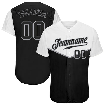 Custom Black Black-Gray 3D Pattern Design Multicolor Authentic Baseball Jersey - Sky-Custom