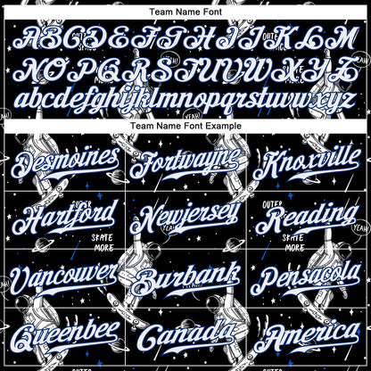 Custom Black White-Royal 3D Pattern Design Astronaut Authentic Baseball Jersey - Sky-Custom