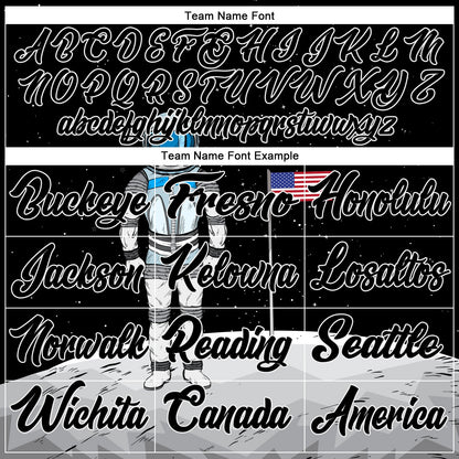 Custom Black Black-White 3D Pattern Design Astronaut Authentic Baseball Jersey - Sky-Custom