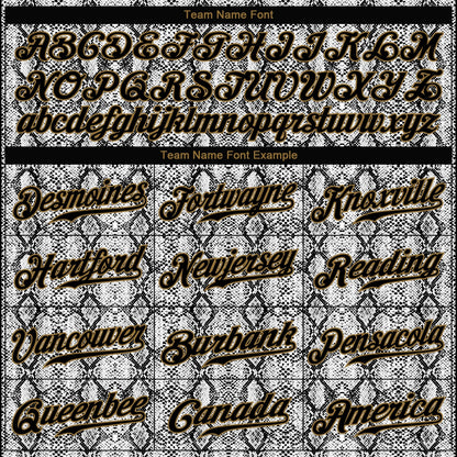 Custom Black Snakeskin Black-Old Gold 3D Pattern Design Authentic Baseball Jersey - Sky-Custom
